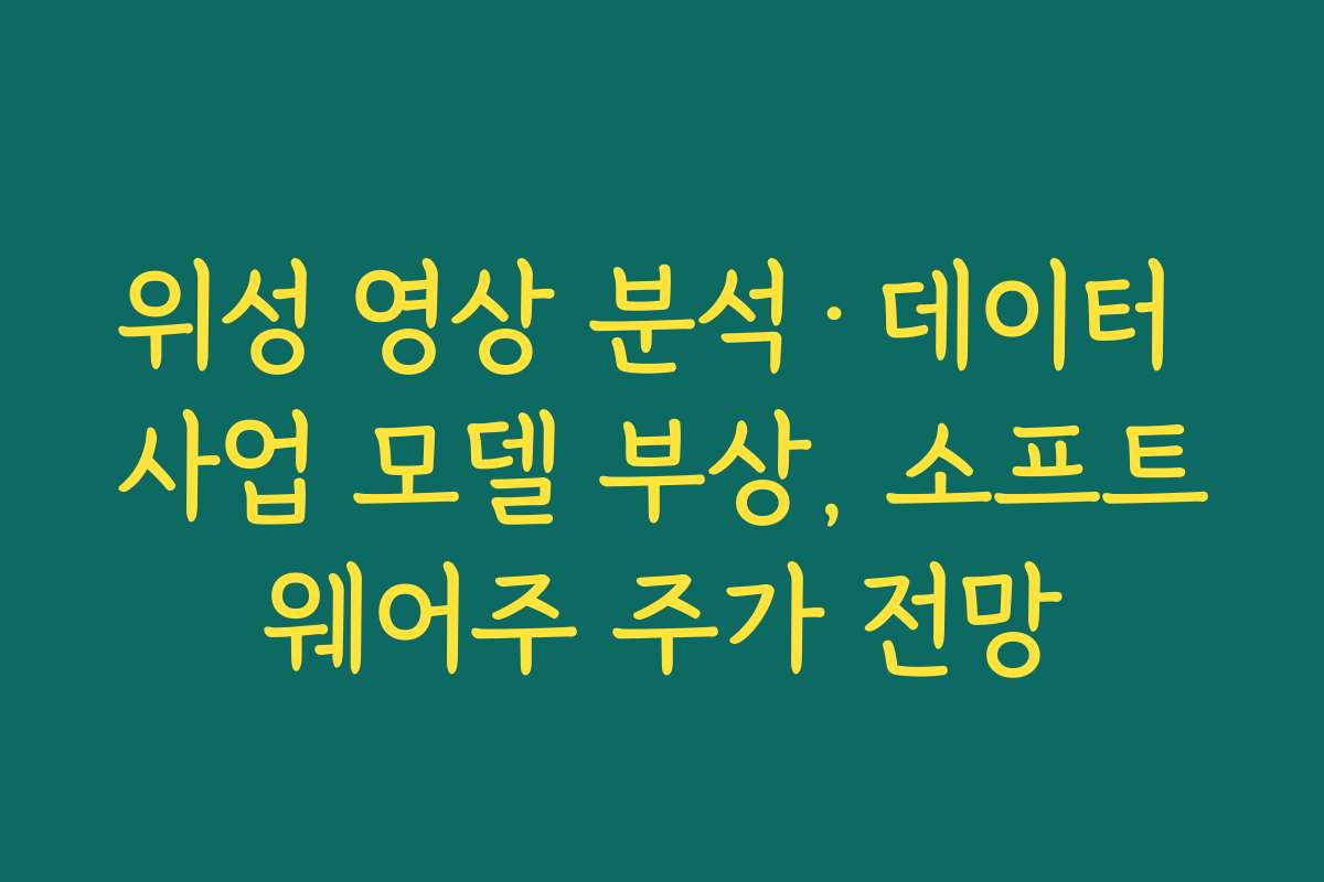 위성 영상 분석·데이터 사업 모델 부상, 소프트웨어주 주가 전망 위성 영상 분석·데이터 사업 모델 부상, 소프트웨어주 주가 전망