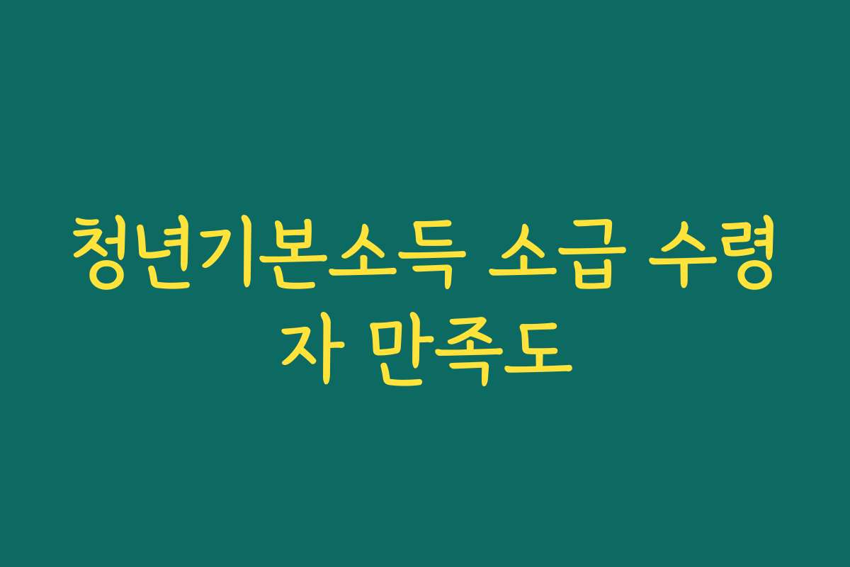 청년기본소득 소급 수령자 만족도