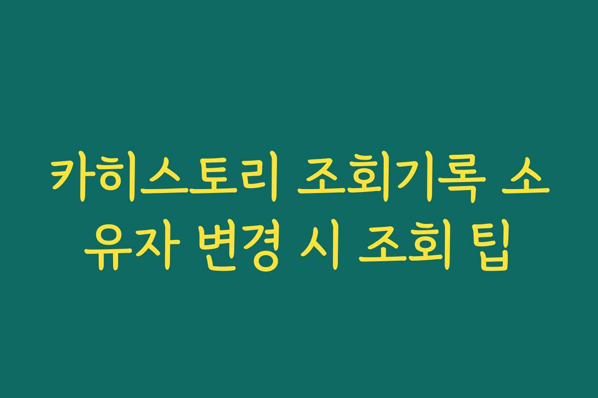 카히스토리 조회기록 소유자 변경 시 조회 팁 카히스토리 조회기록 소유자 변경 시 조회 팁