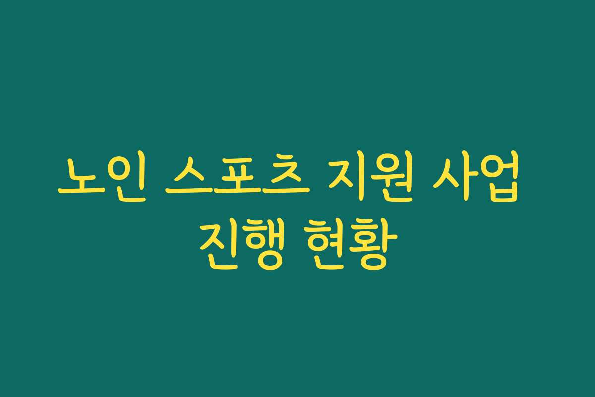 노인 스포츠 지원 사업 진행 현황