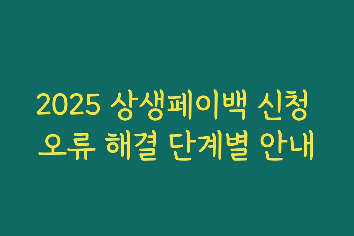 2025 상생페이백 신청 오류 해결 단계별 안내 2025 상생페이백 신청 오류 해결 단계별 안내