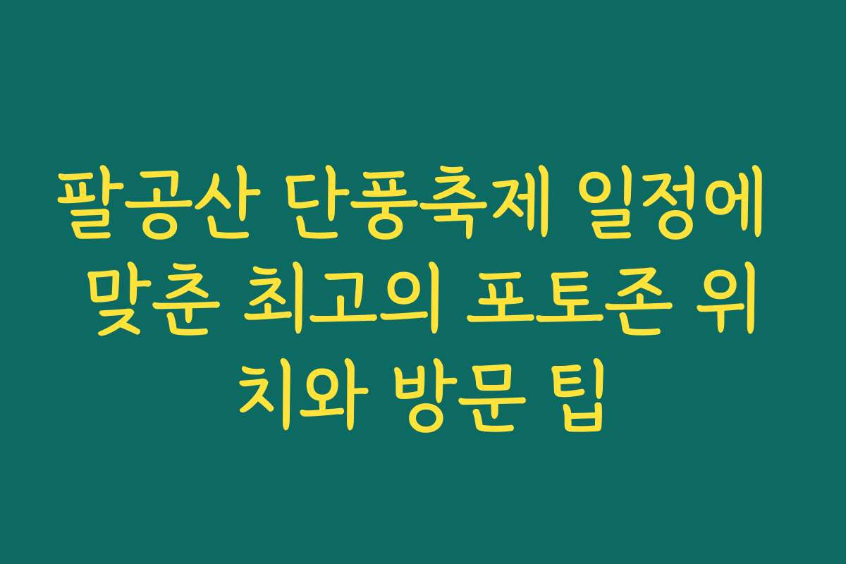 팔공산 단풍축제 일정에 맞춘 최고의 포토존 위치와 방문 팁