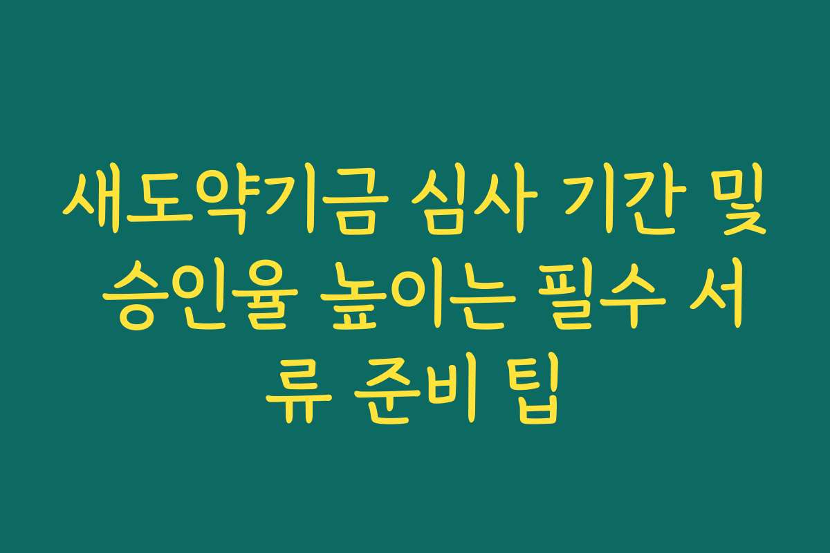 새도약기금 심사 기간 및 승인율 높이는 필수 서류 준비 팁