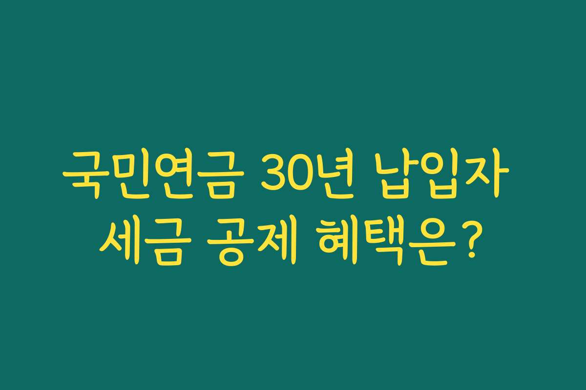 국민연금 30년 납입자 세금 공제 혜택은?