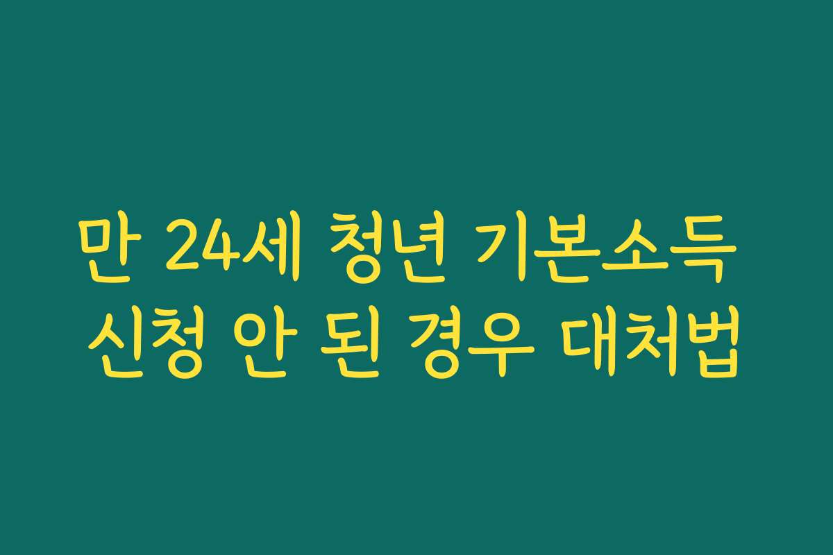 만 24세 청년 기본소득 신청 안 된 경우 대처법