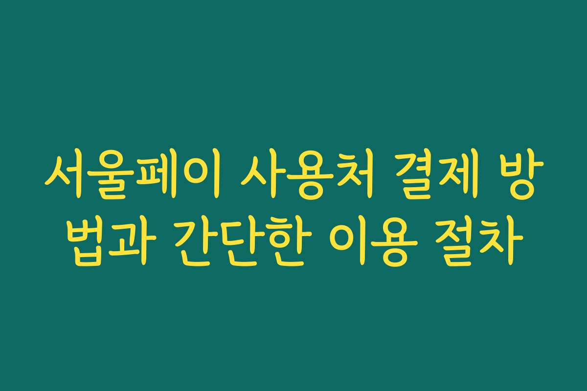서울페이 사용처 결제 방법과 간단한 이용 절차