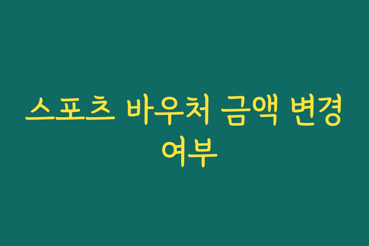 스포츠 바우처 금액 변경 여부