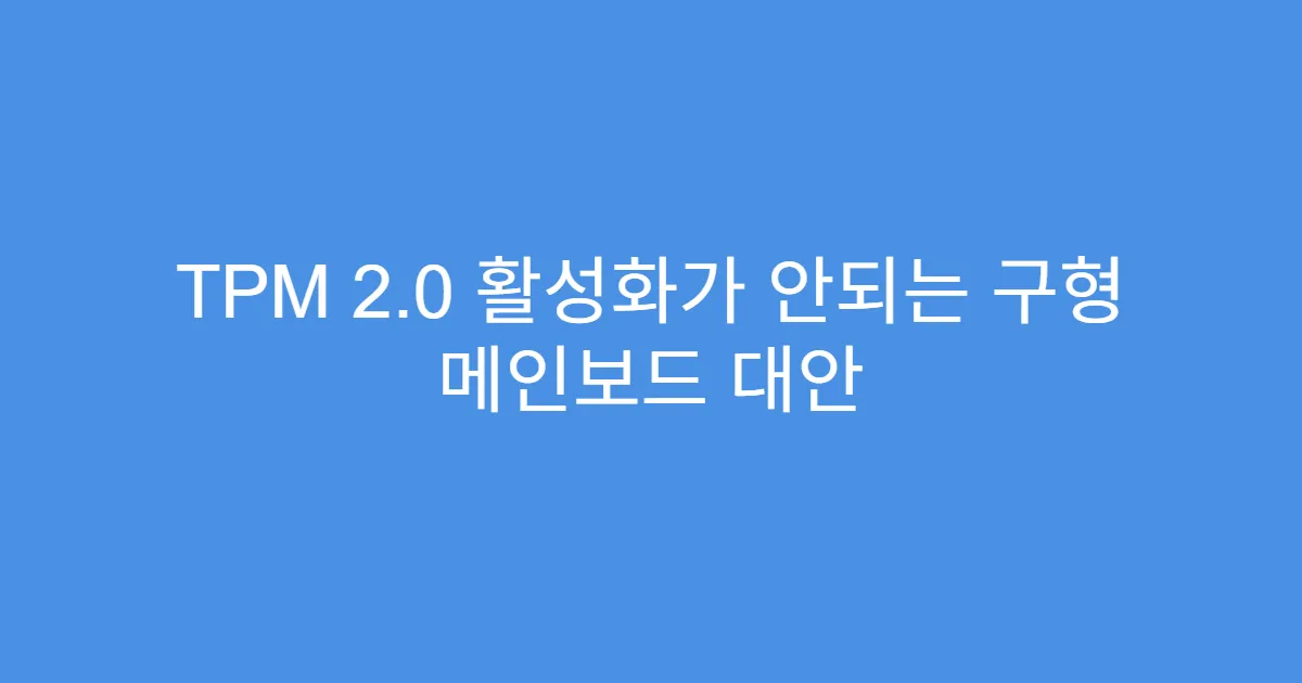 TPM 2.0 활성화가 안되는 구형 메인보드 대안