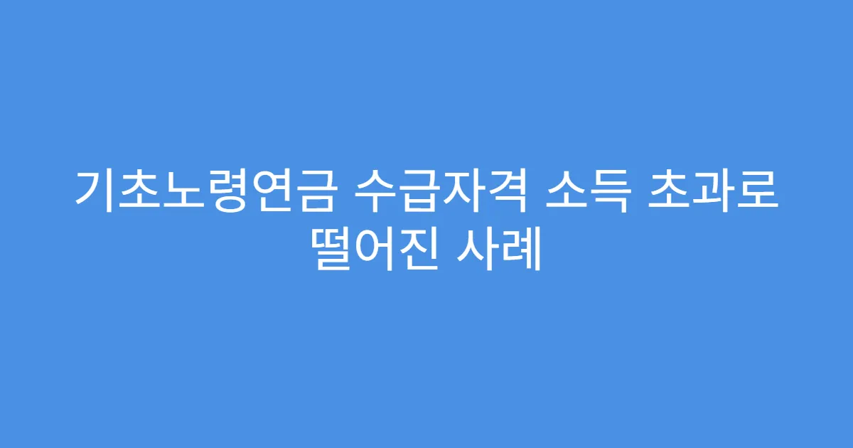 기초노령연금 수급자격 소득 초과로 떨어진 사례
