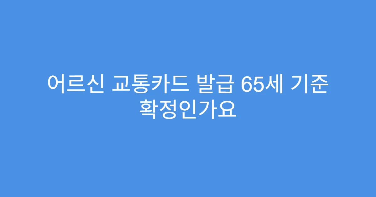 어르신 교통카드 발급 65세 기준 확정인가요