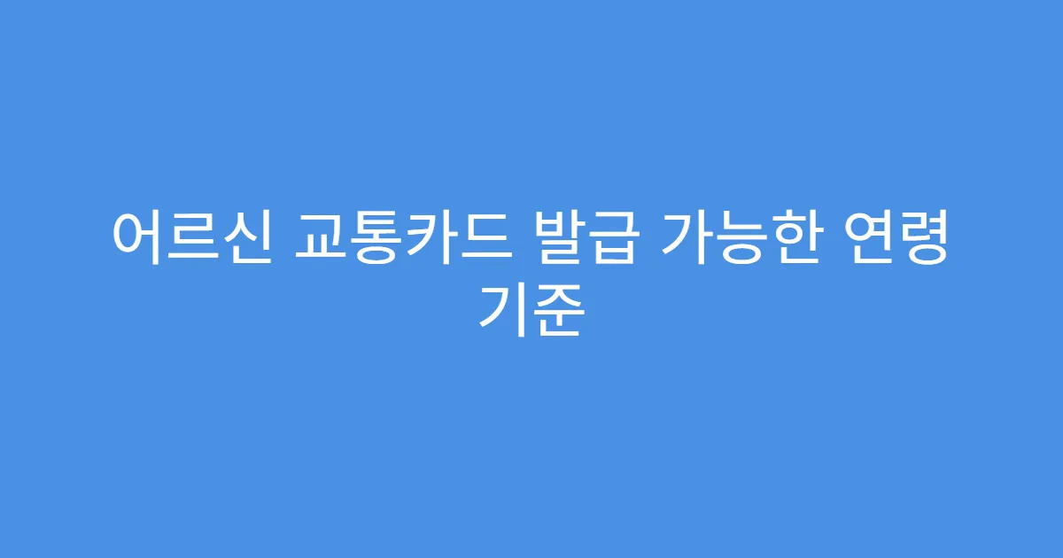 어르신 교통카드 발급 가능한 연령 기준
