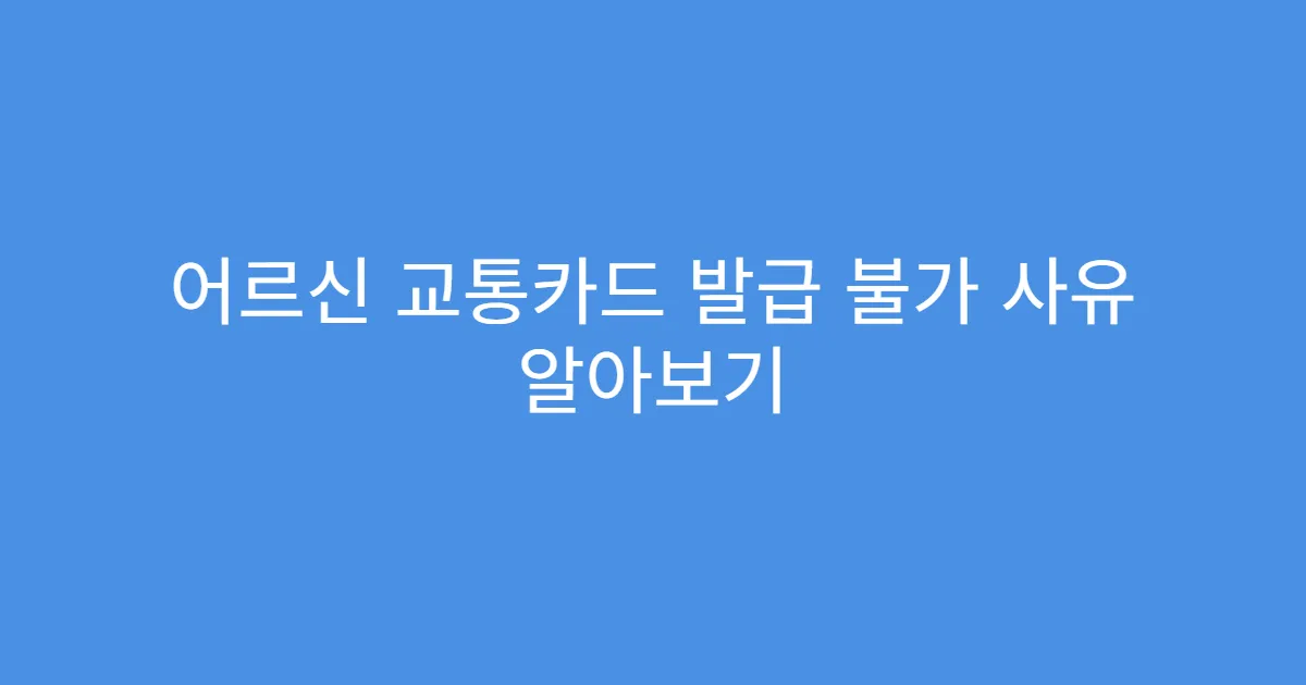 어르신 교통카드 발급 불가 사유 알아보기