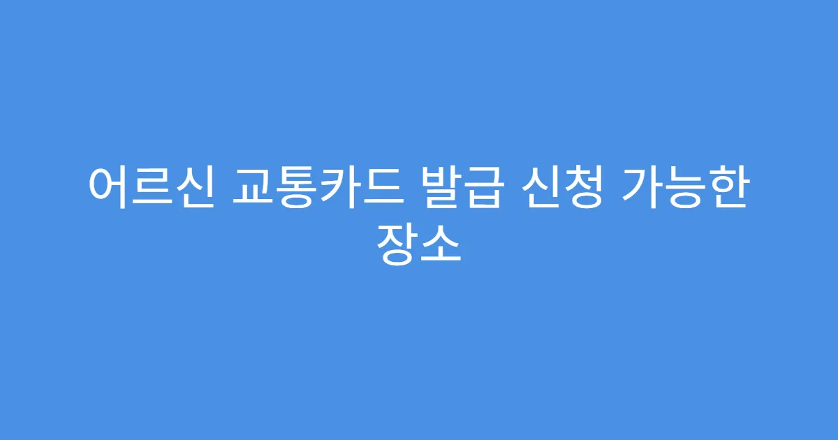 어르신 교통카드 발급 신청 가능한 장소