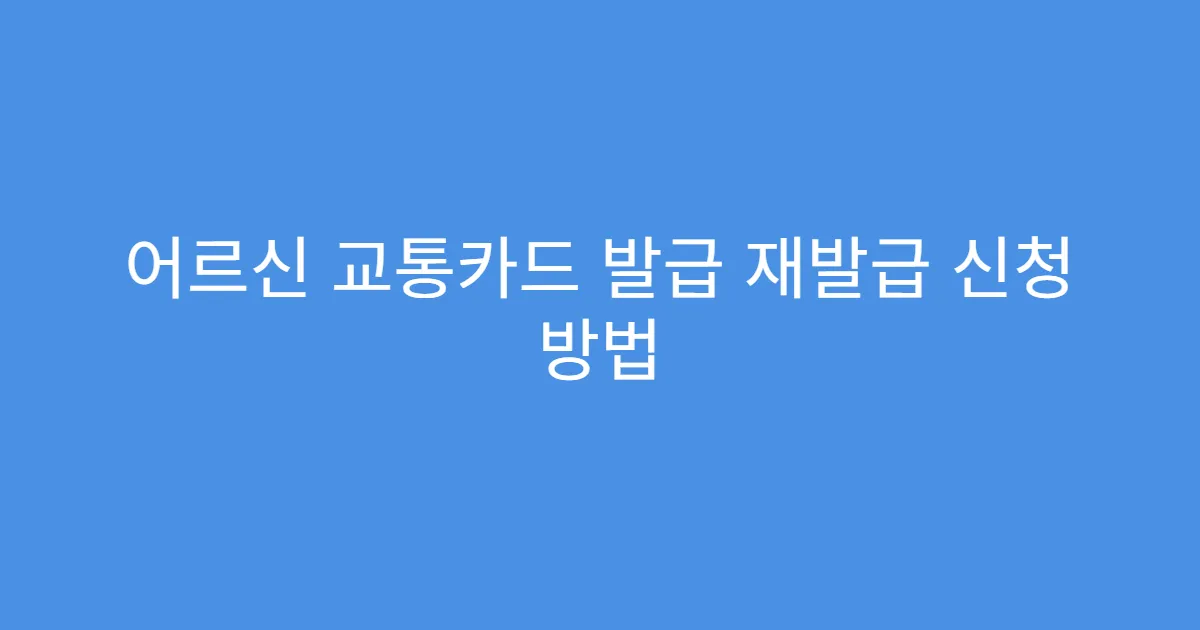 어르신 교통카드 발급 재발급 신청 방법