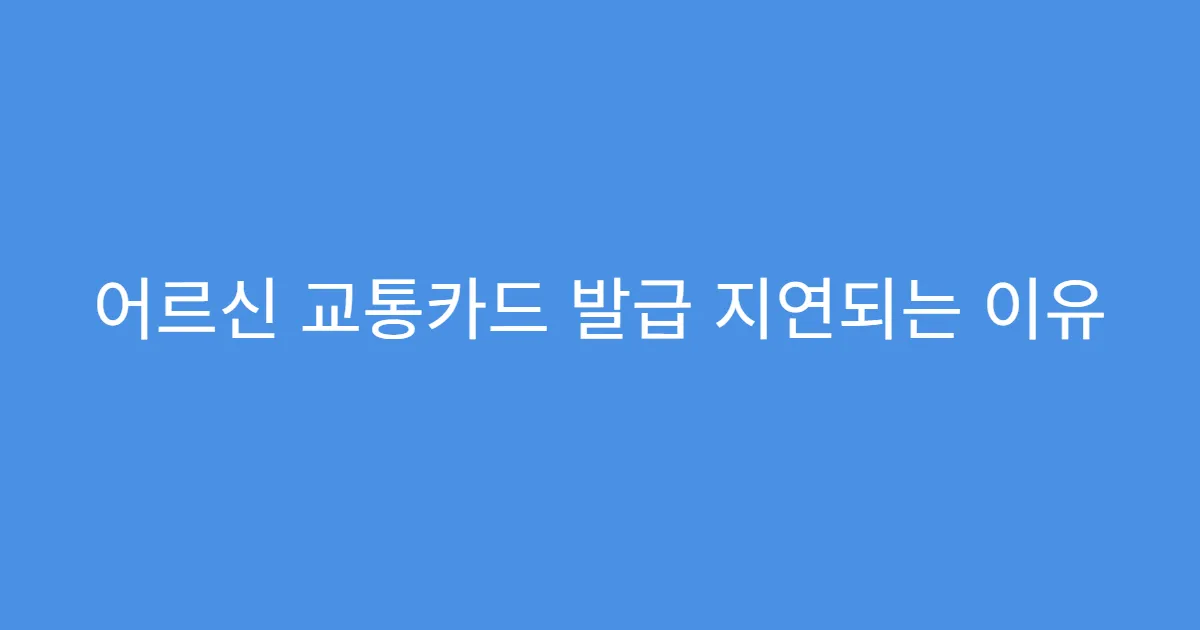 어르신 교통카드 발급 지연되는 이유