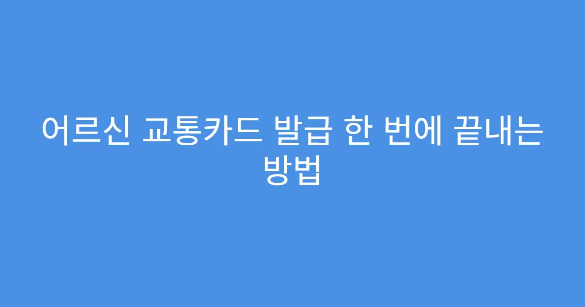 어르신 교통카드 발급 한 번에 끝내는 방법