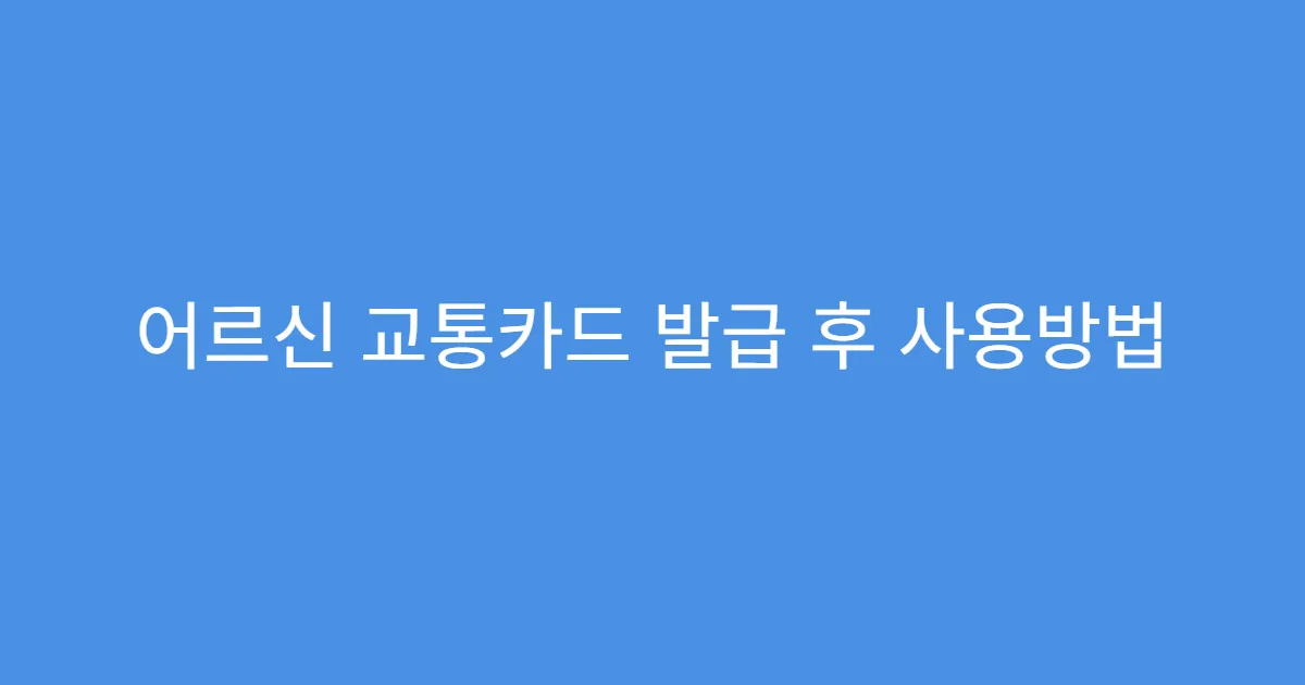 어르신 교통카드 발급 후 사용방법