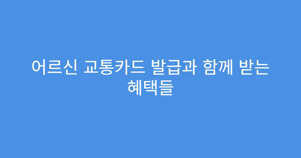 어르신 교통카드 발급과 함께 받는 혜택들