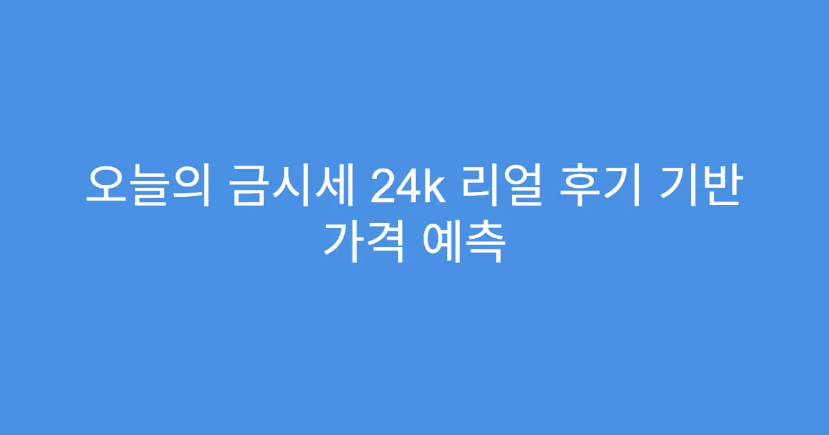 오늘의 금시세 24k 리얼 후기 기반 가격 예측