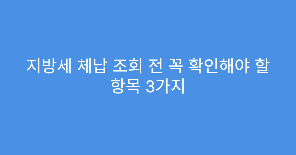 지방세 체납 조회 전 꼭 확인해야 할 항목 3가지