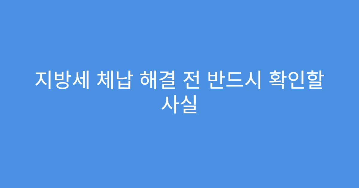 지방세 체납 해결 전 반드시 확인할 사실
