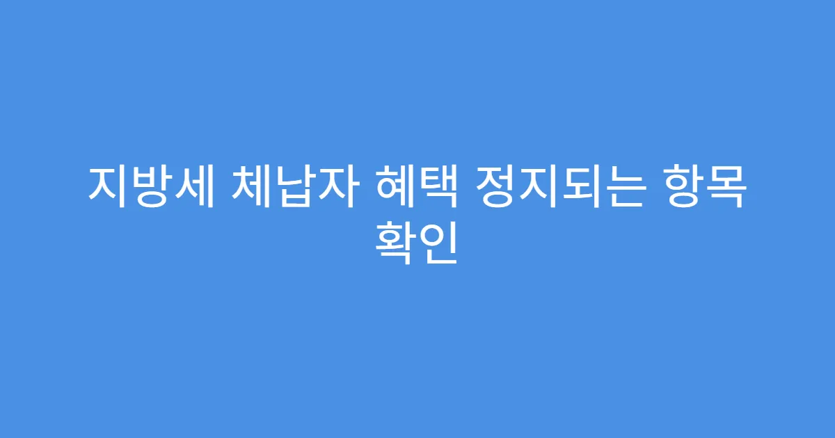 지방세 체납자 혜택 정지되는 항목 확인