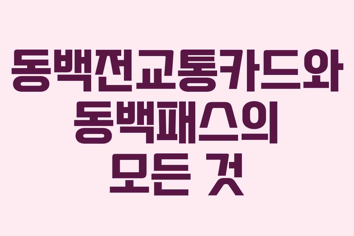 동백전교통카드와 동백패스의 모든 것 동백전교통카드와 동백패스의 모든 것
