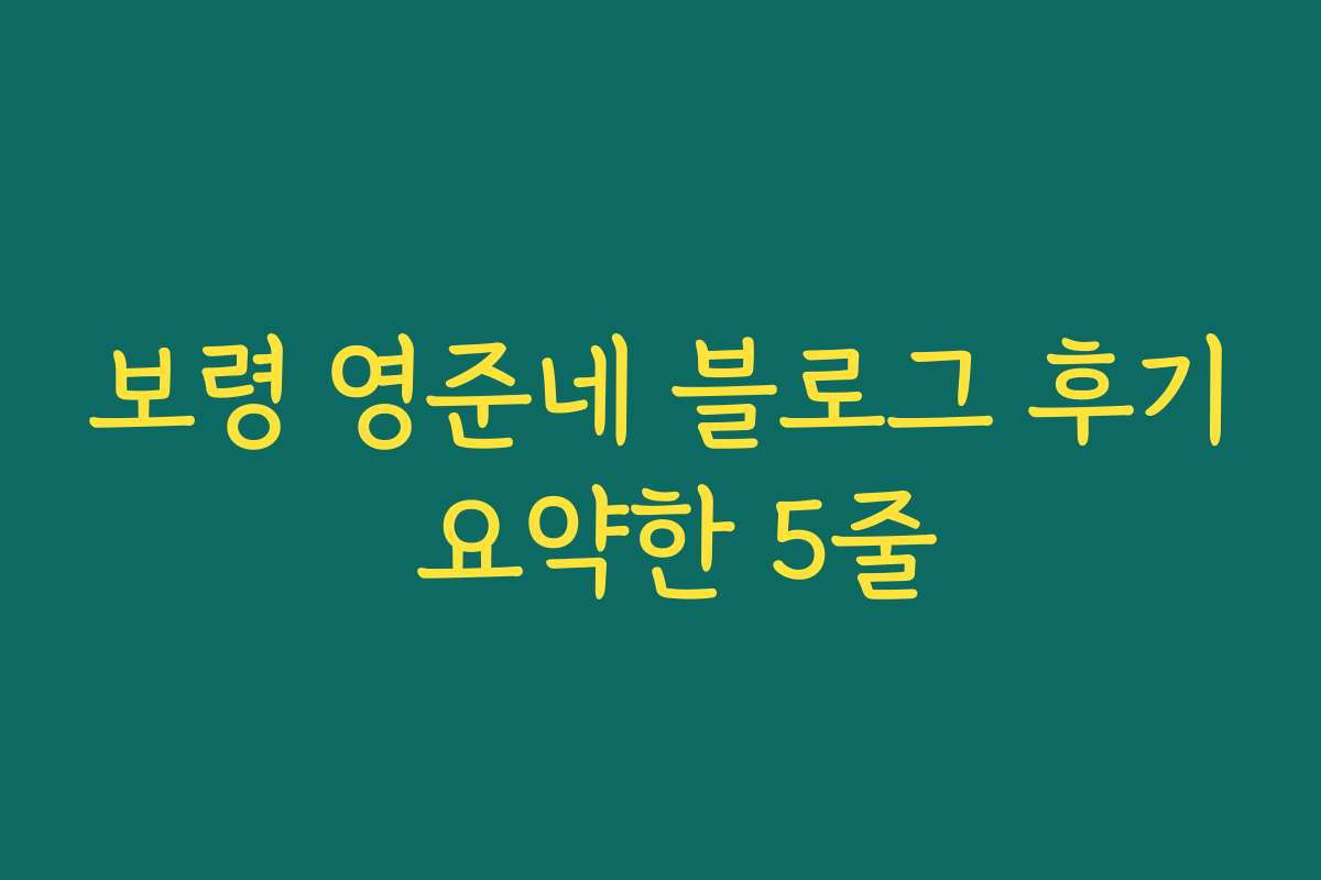 보령 영준네 블로그 후기 요약한 5줄
