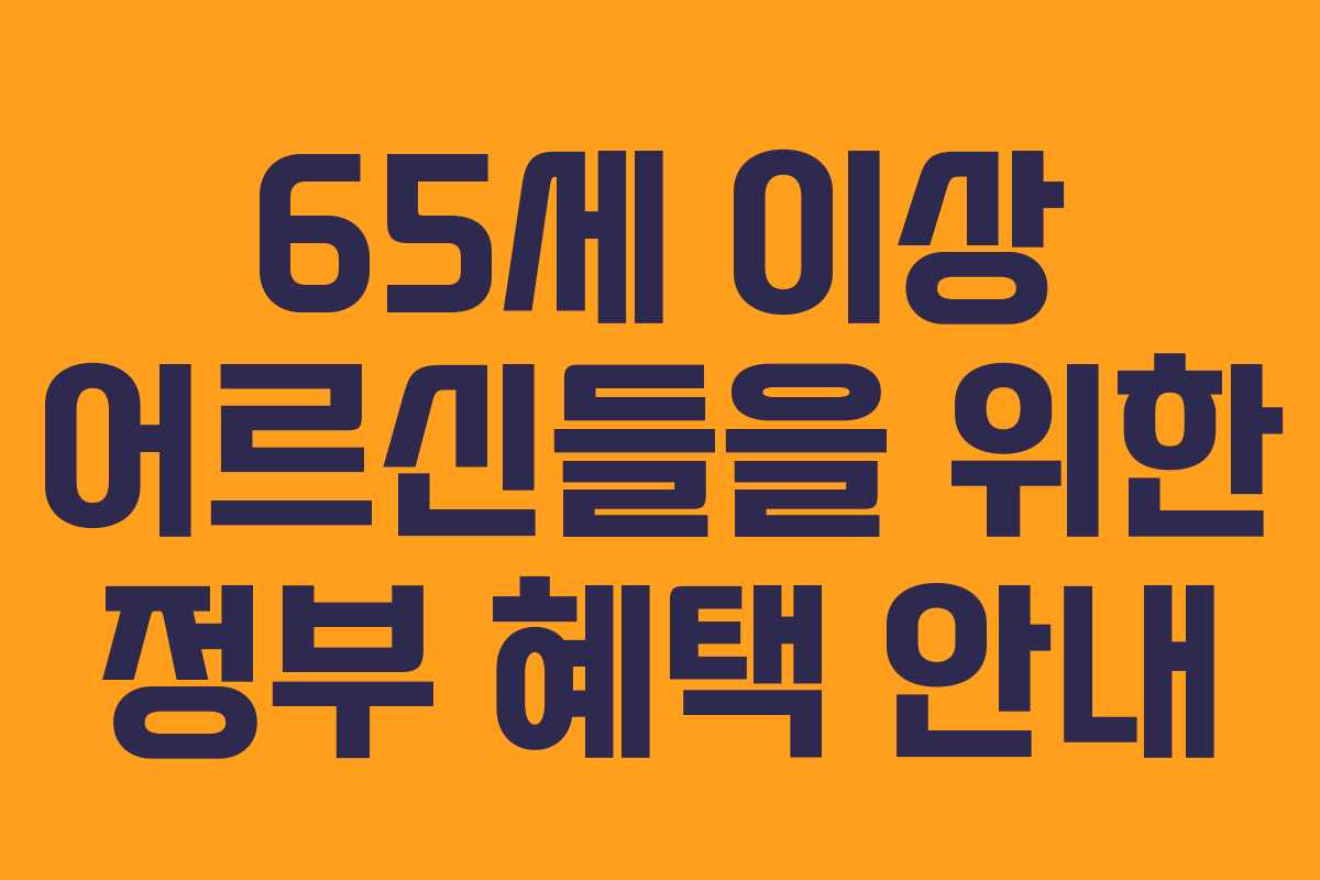 65세 이상 어르신들을 위한 정부 혜택 안내 65세 이상 어르신들을 위한 정부 혜택 안내
