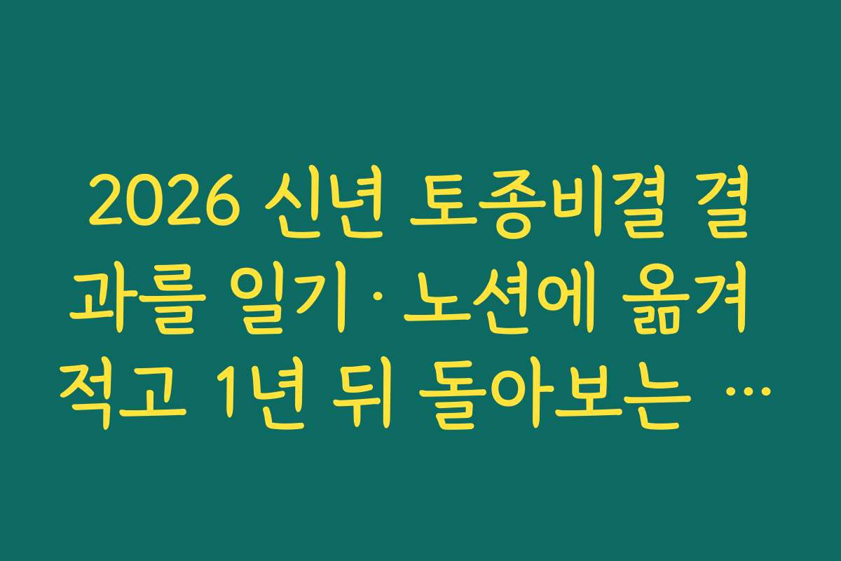 2026 신년 토종비결 결과를 일기·노션에 옮겨 적고 1년 뒤 돌아보는 기록법