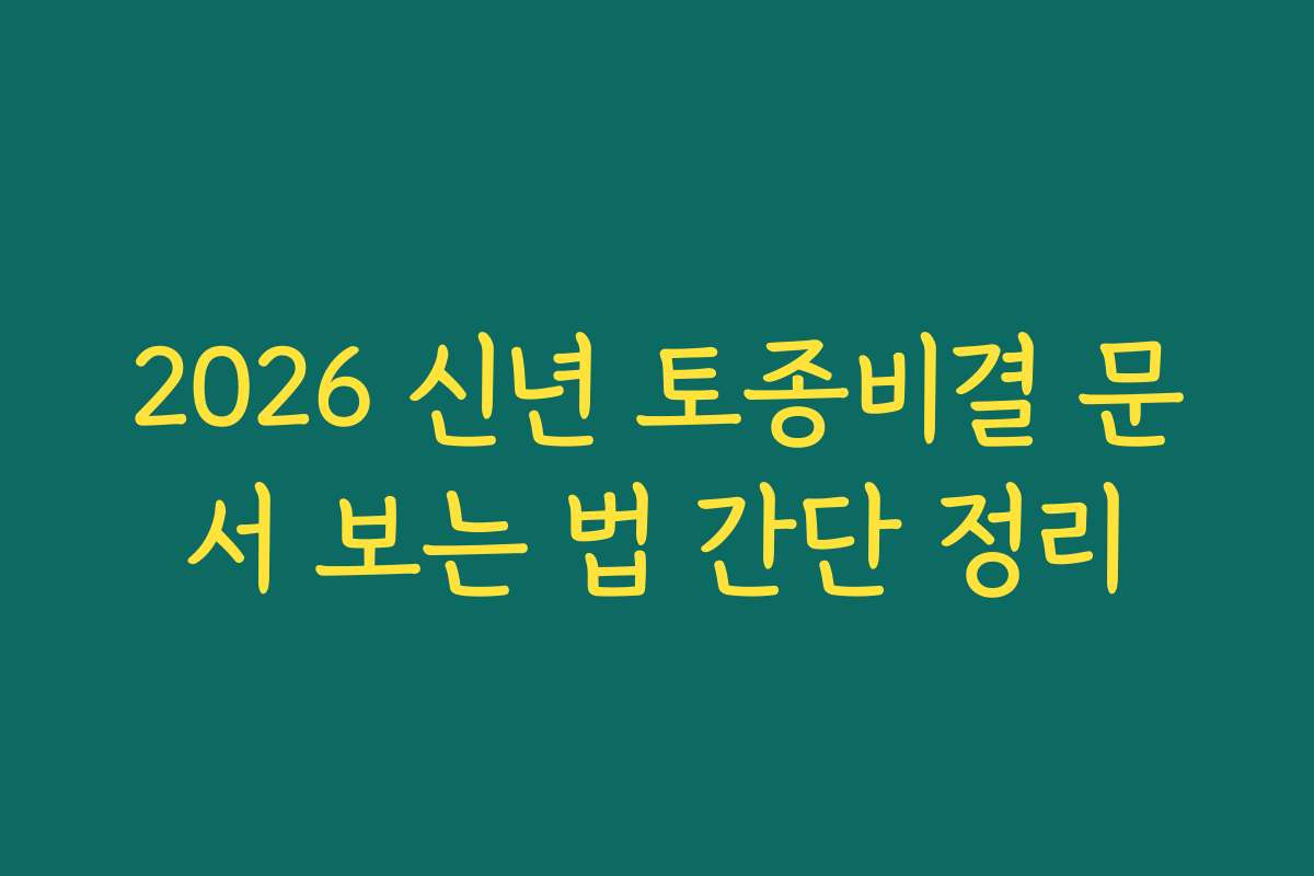 2026 신년 토종비결 문서 보는 법 간단 정리