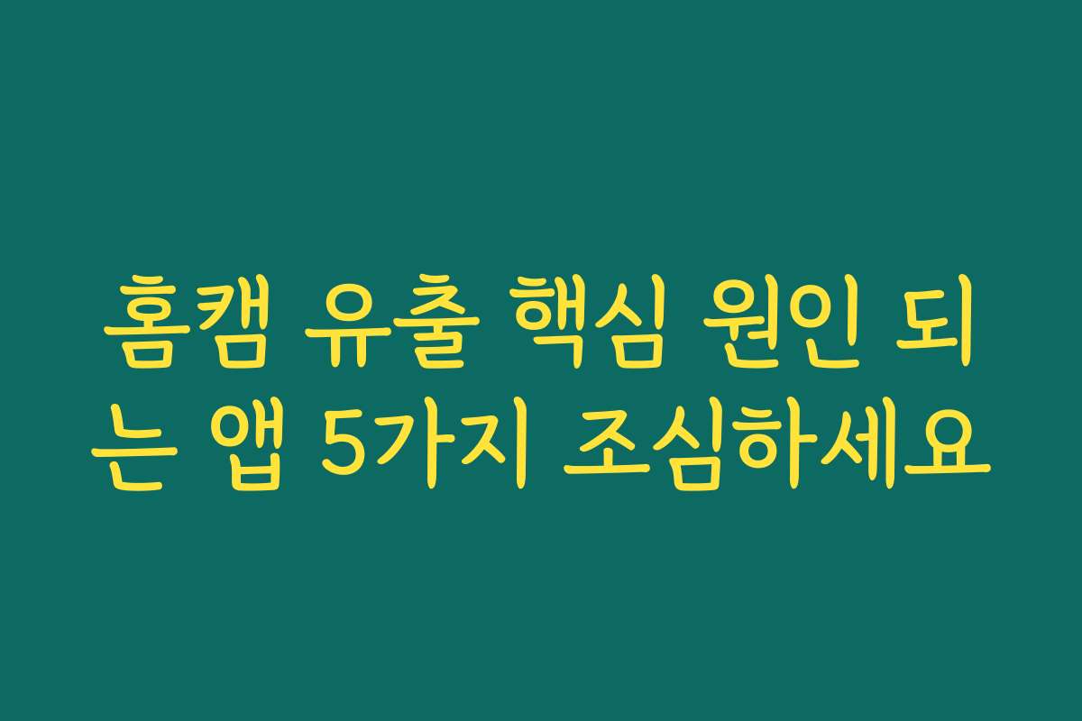 홈캠 유출 핵심 원인 되는 앱 5가지 조심하세요