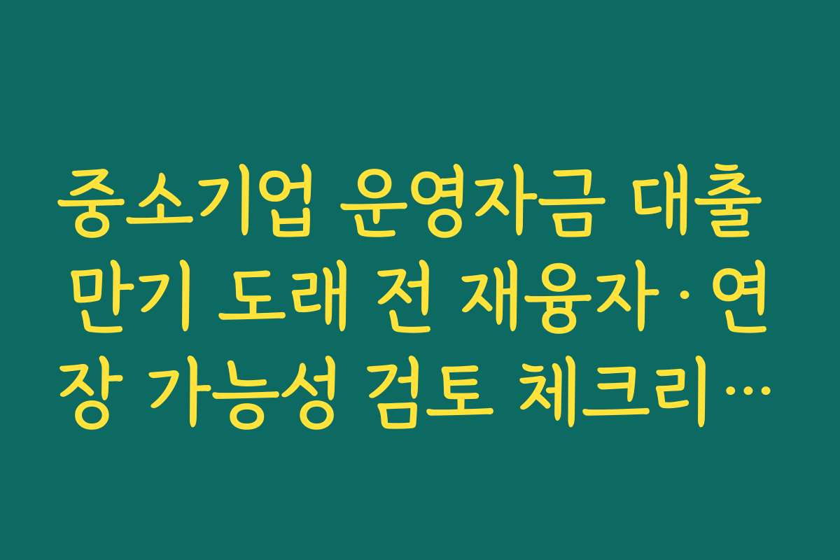 중소기업 운영자금 대출 만기 도래 전 재융자·연장 가능성 검토 체크리스트