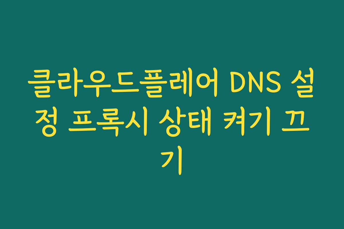 클라우드플레어 DNS 설정 프록시 상태 켜기 끄기