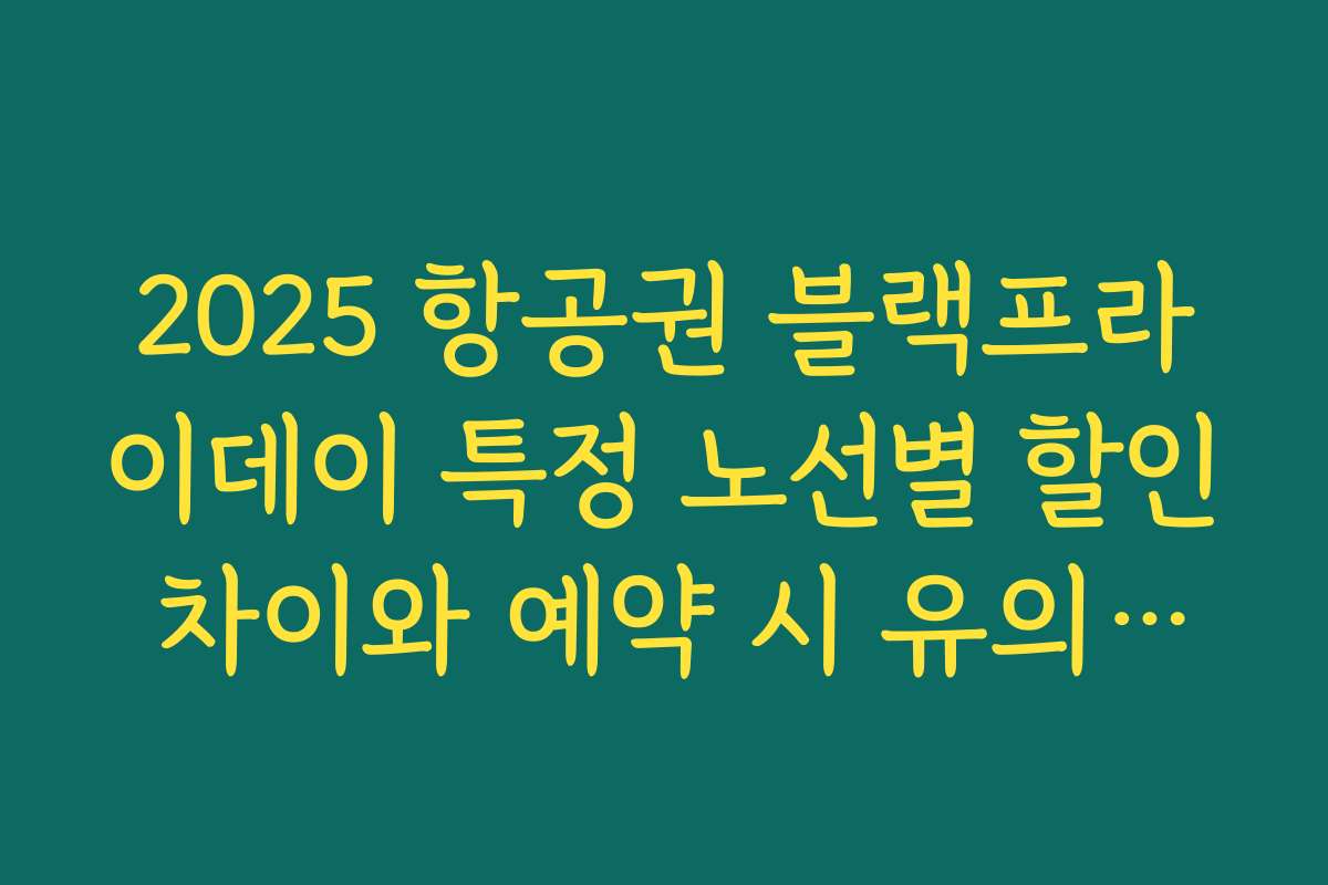 2025 항공권 블랙프라이데이 특정 노선별 할인 차이와 예약 시 유의사항