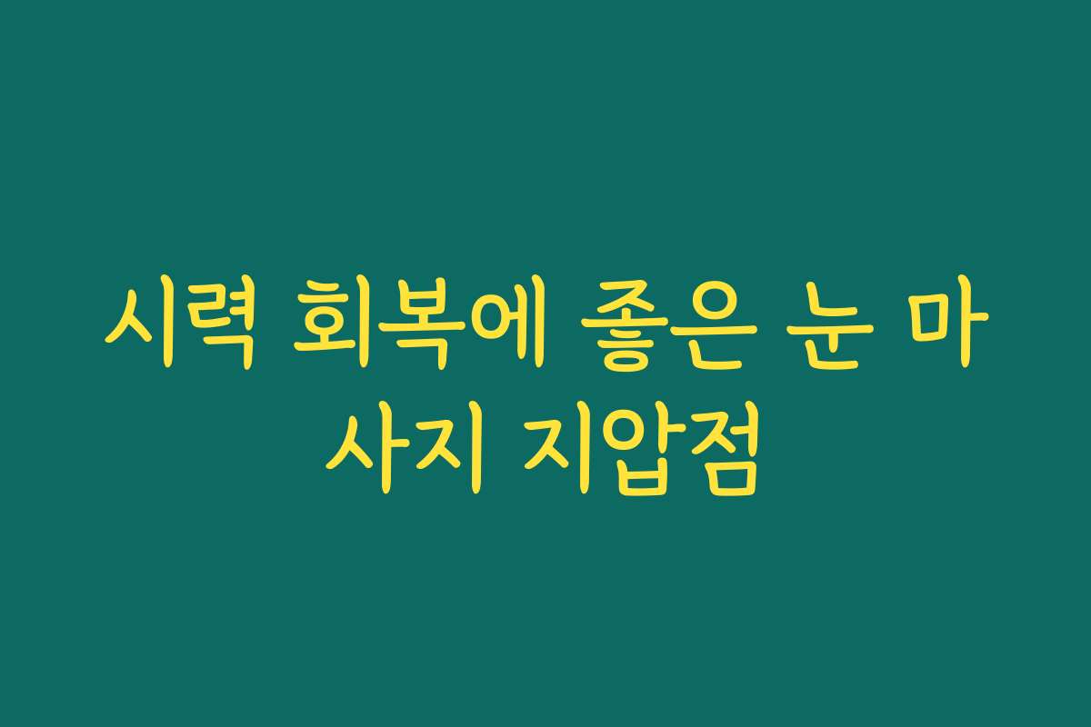 시력 회복에 좋은 눈 마사지 지압점