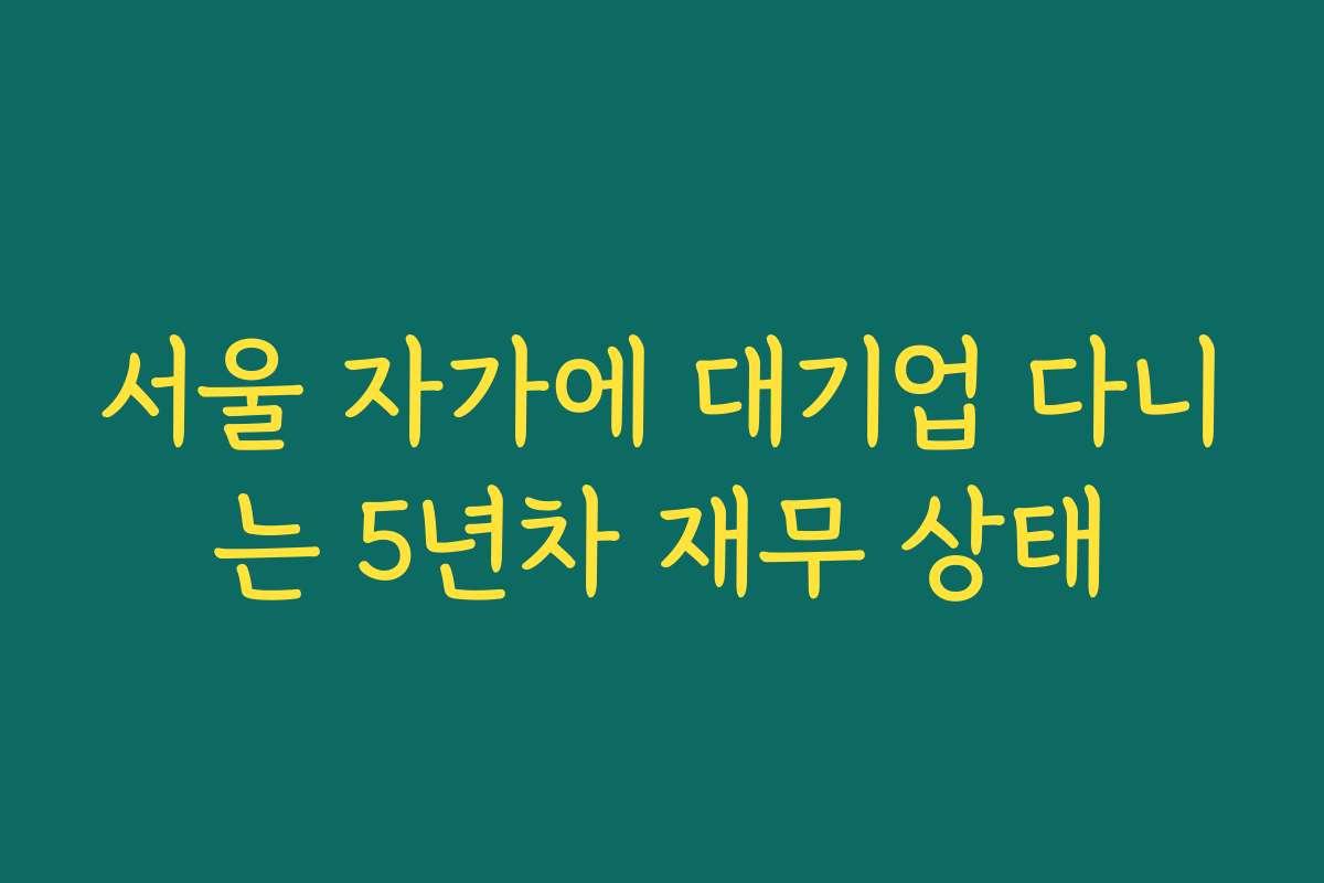 서울 자가에 대기업 다니는 5년차 재무 상태 서울 자가에 대기업 다니는 5년차 재무 상태