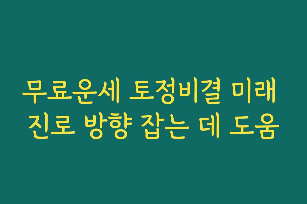 무료운세 토정비결 미래 진로 방향 잡는 데 도움