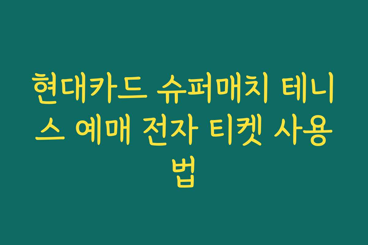 현대카드 슈퍼매치 테니스 예매 전자 티켓 사용법