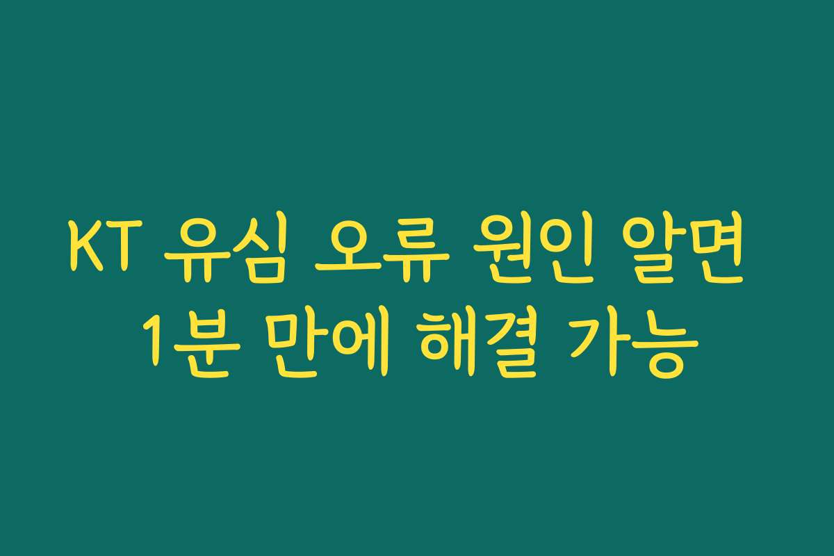 KT 유심 오류 원인 알면 1분 만에 해결 가능