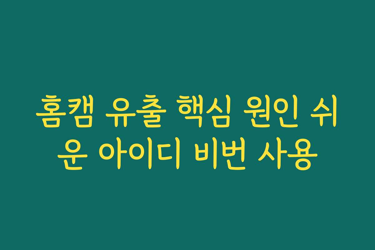 홈캠 유출 핵심 원인 쉬운 아이디 비번 사용