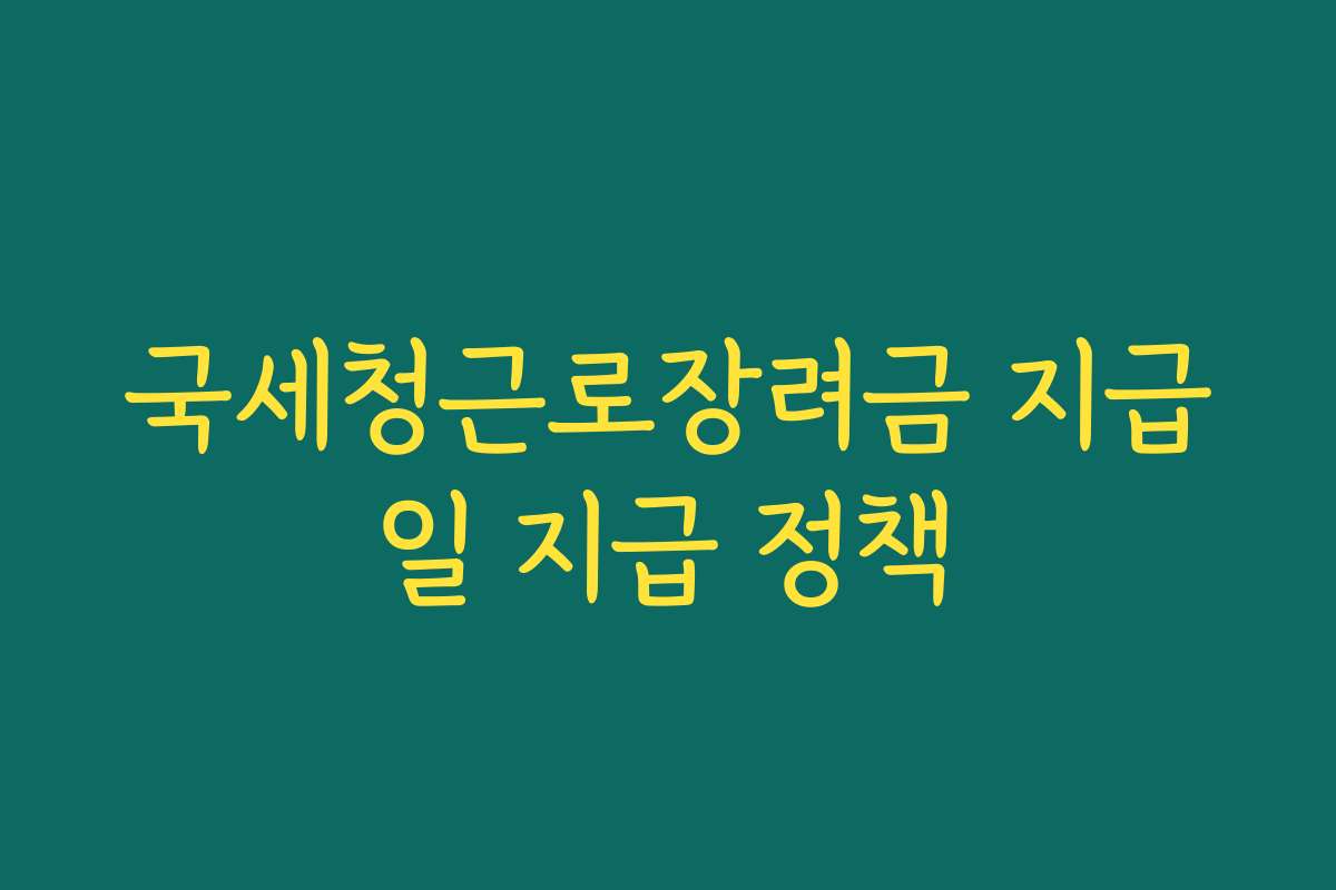 국세청근로장려금 지급일 지급 정책