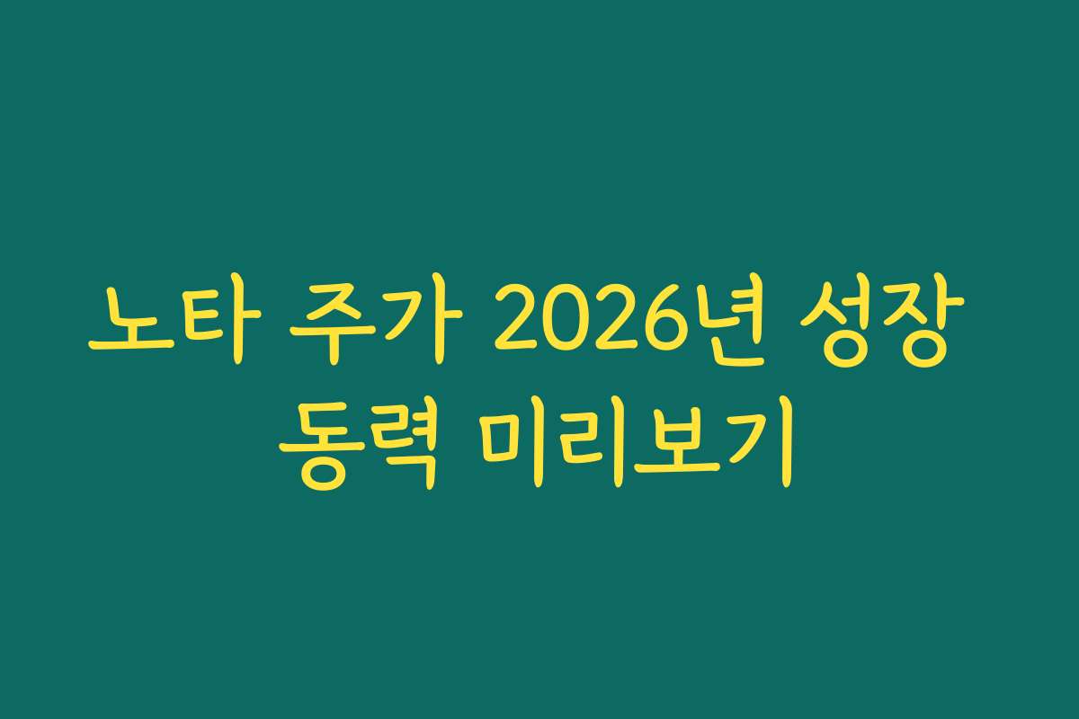 노타 주가 2026년 성장 동력 미리보기