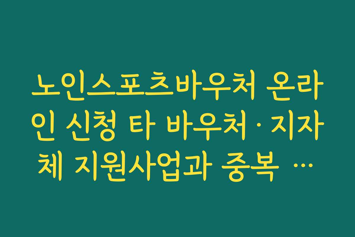 노인스포츠바우처 온라인 신청 타 바우처·지자체 지원사업과 중복 사용 가능 여부