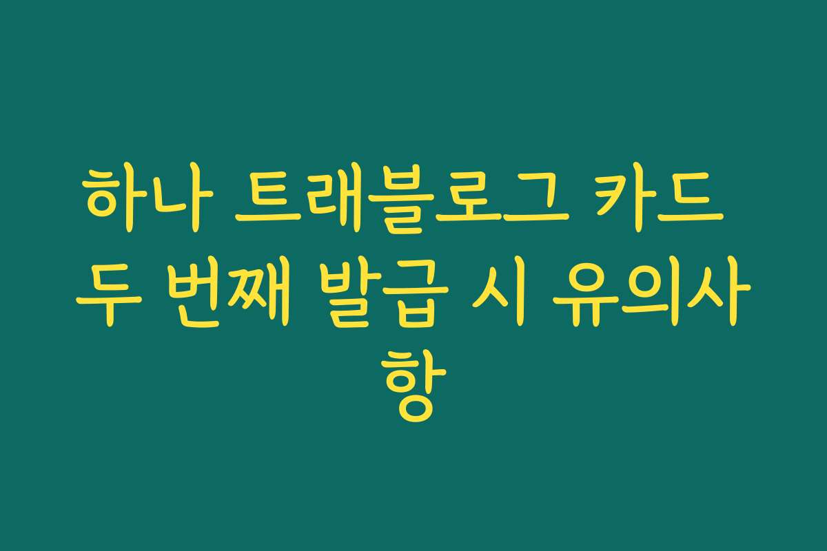 하나 트래블로그 카드 두 번째 발급 시 유의사항