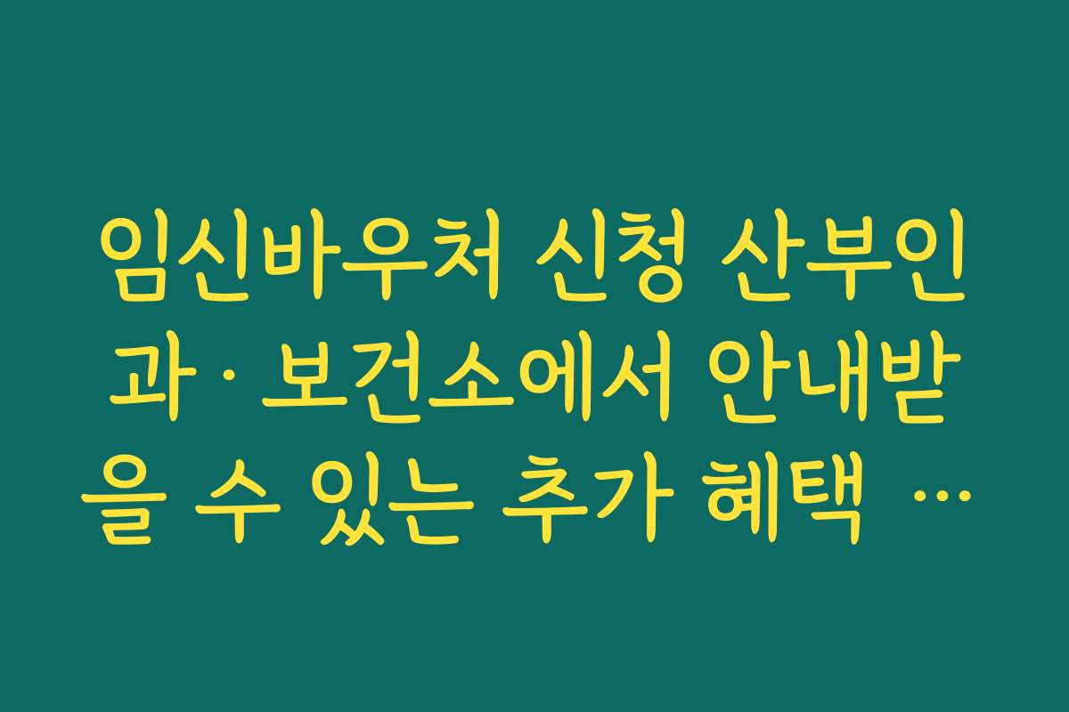 임신바우처 신청 산부인과·보건소에서 안내받을 수 있는 추가 혜택 체크리스트