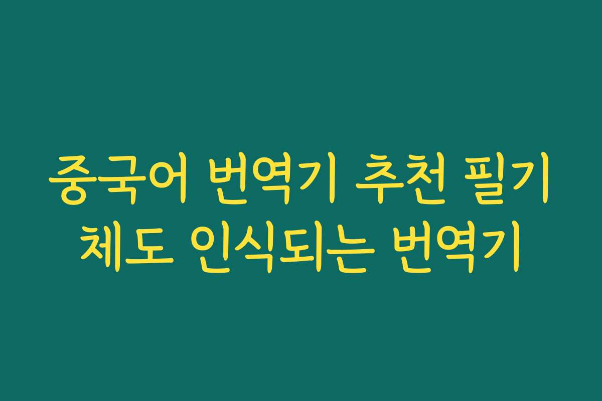 중국어 번역기 추천 필기체도 인식되는 번역기