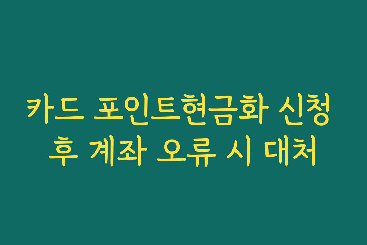 카드 포인트현금화 신청 후 계좌 오류 시 대처 카드 포인트현금화 신청 후 계좌 오류 시 대처