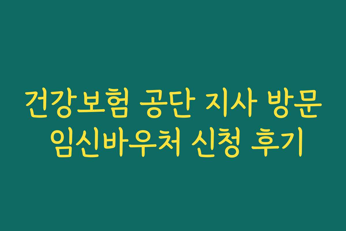 건강보험 공단 지사 방문 임신바우처 신청 후기