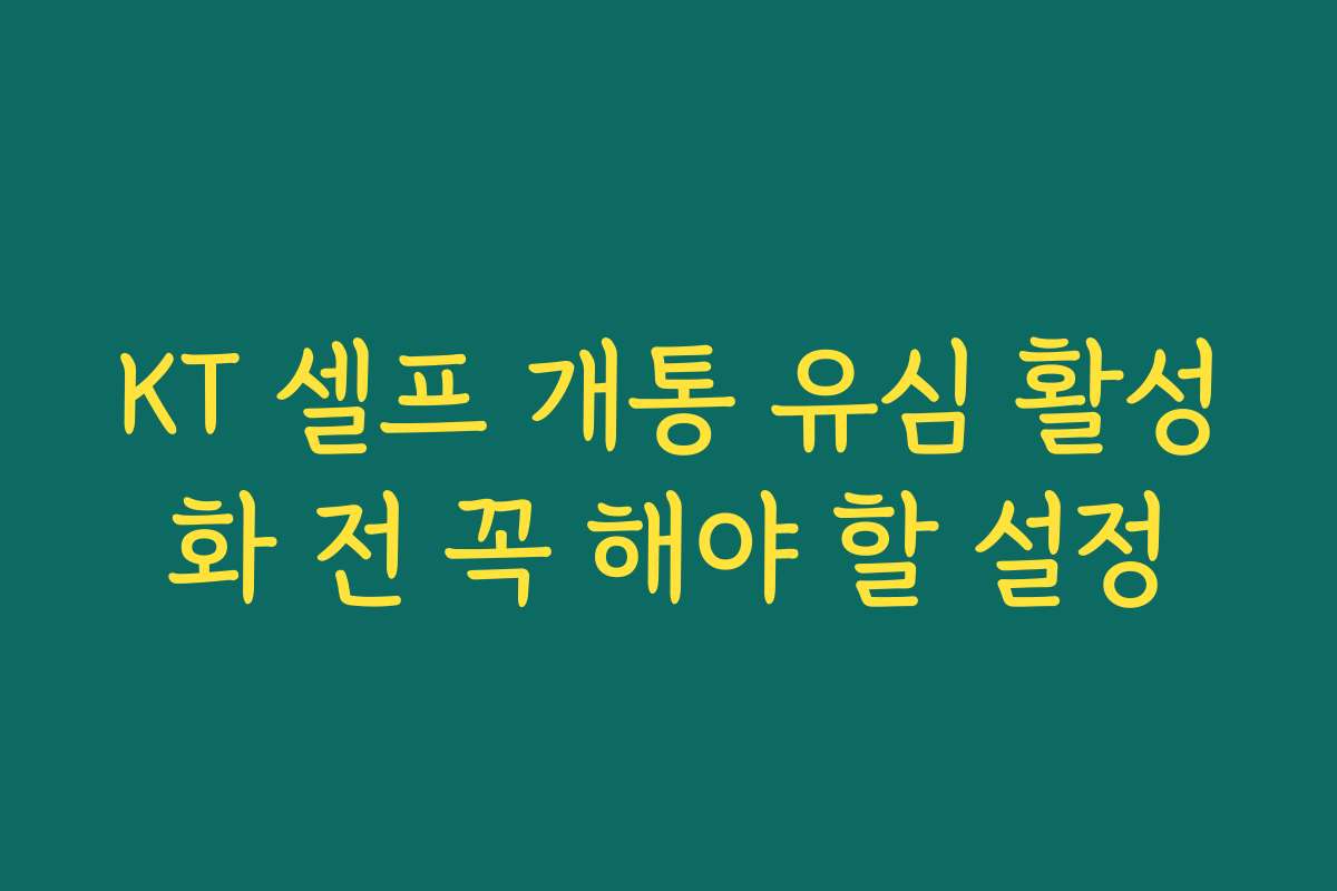 KT 셀프 개통 유심 활성화 전 꼭 해야 할 설정